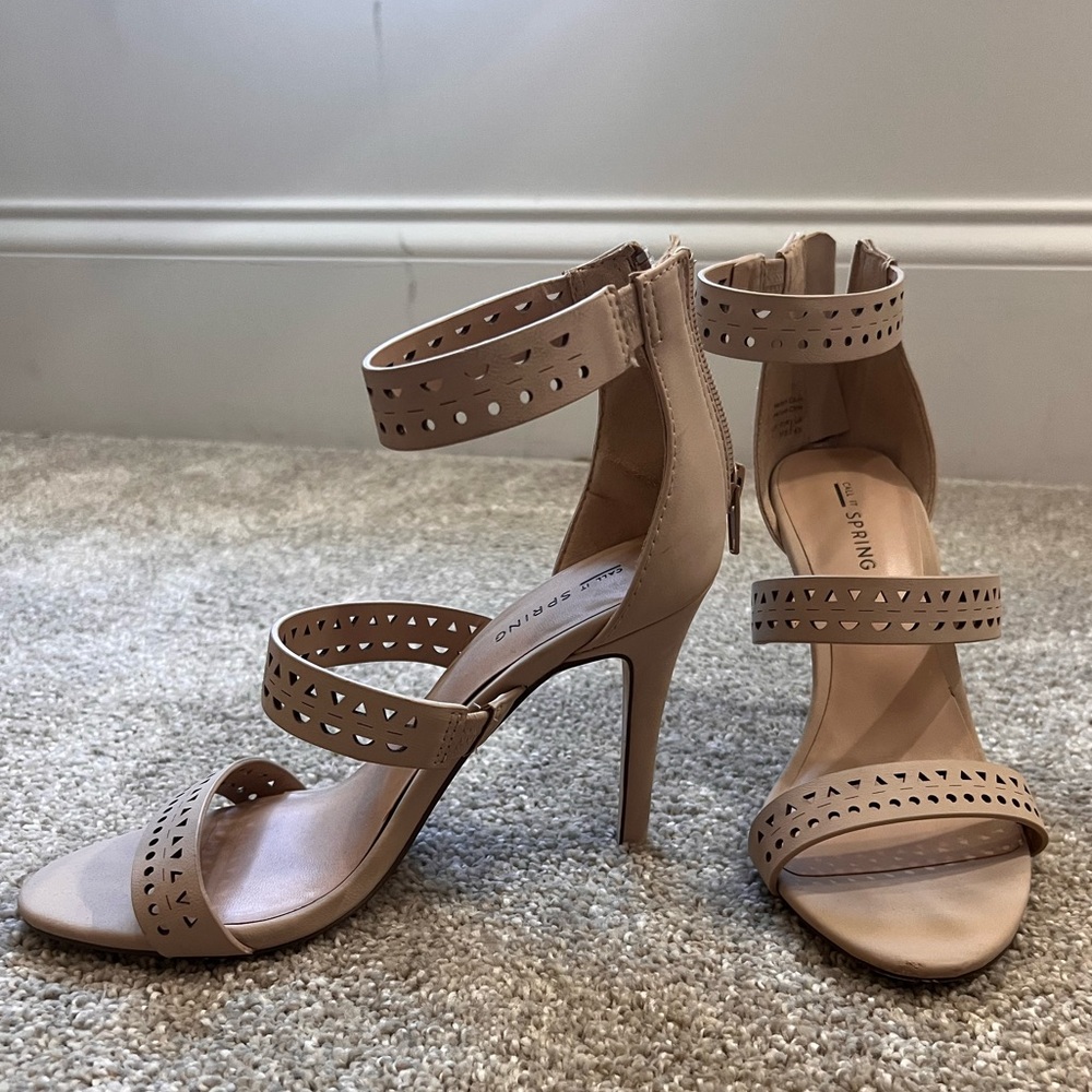 Call it spring Ankle Strap Nude Heels